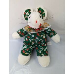 White Mouse Plush Christmas 11 Inch Green Hartin International Stuffed Animal